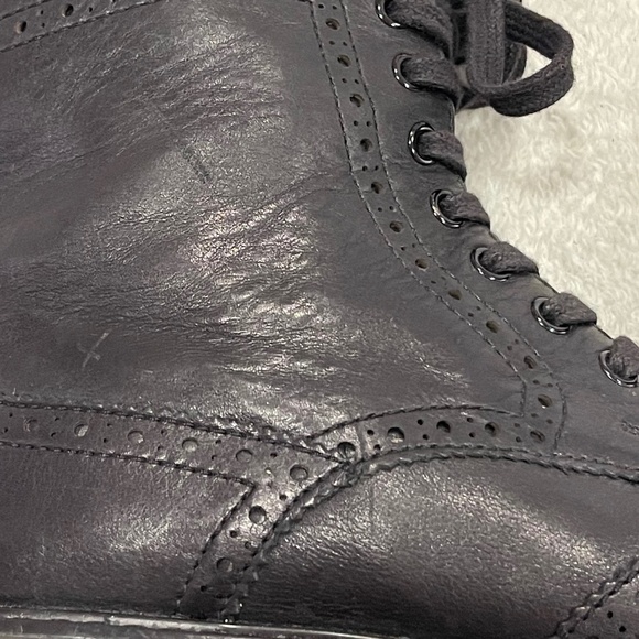 Prada Black Leather Combat Boots Size 7 - Picture 9 of 13